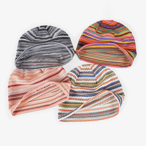 New Spring/Summer Closed-Back Hat, Thin Design, Women's All-Match Single-Layer, Japanese-Korean Style, Striped, Quick-Drying, Mesh-Embossed, Breathable, Pile-Up Hat