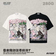 GLFS 日系动海滩短袖上衣 美潮多巴胺彩色印花卡通高街t恤 外贸