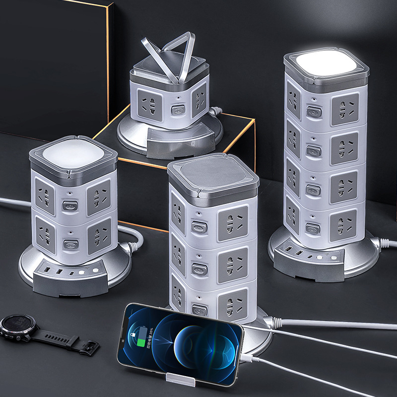 Tower-shaped vertical plug-in row household multifunctional countertop socket creative USB porous plug-in panel manufacturers wholesale Tower-shaped vertical plug-in row household multifunctional countertop socket creative USB porous plug-in panel manufacturers wholesale