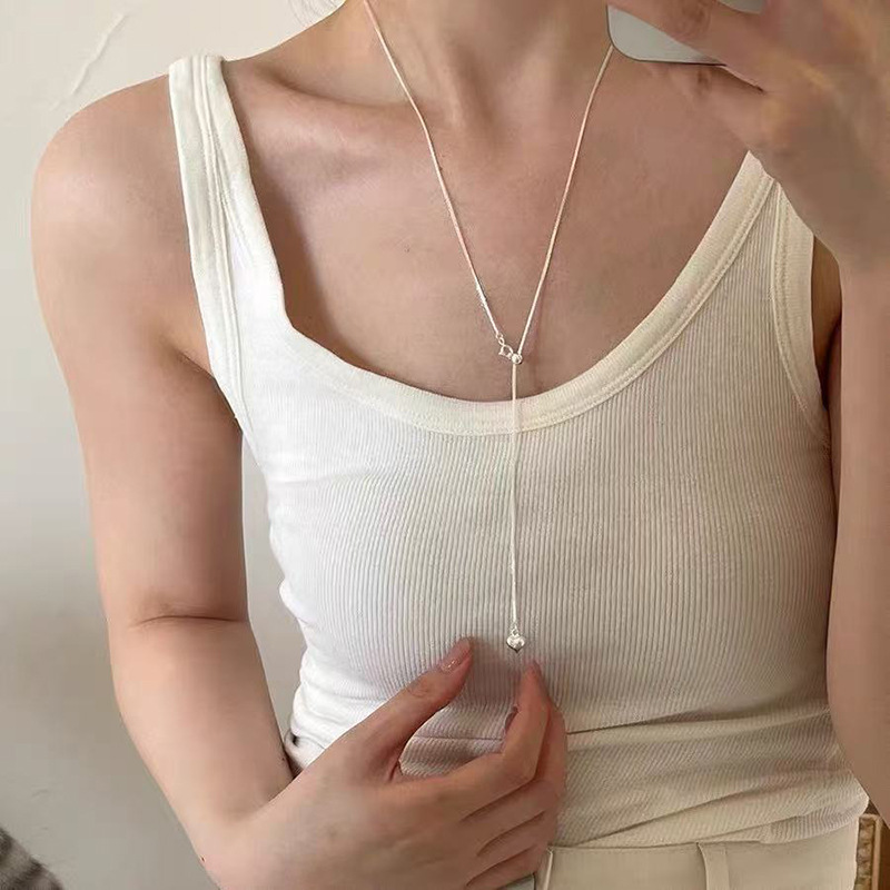 Otoño y invierno minimalistas collares colgante de goteo de Feng Shui mujeres chaqueta larga suéter cadena casual accesorios de lujo ligero