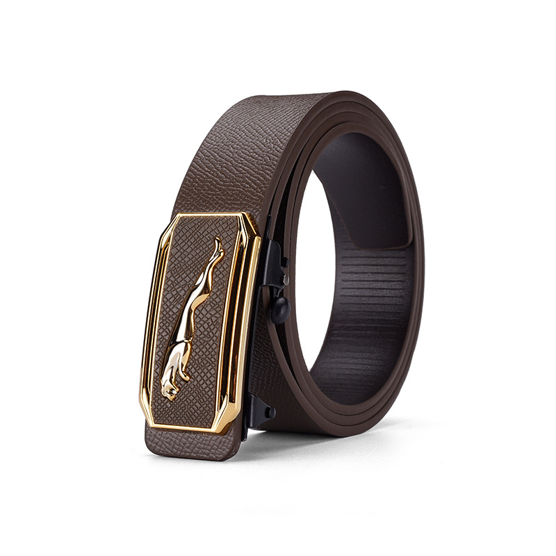 Fabricante de cinturón casual para hombres, venta directa de letras sin dientes, ropa interior automática, patrón de palma de moda, negocios simples