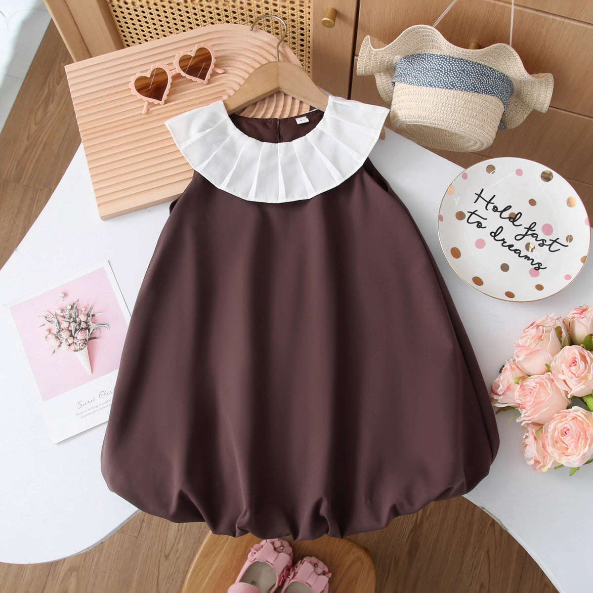 Cross-Border Children's Dress 2025 Girls' Tutu Skirt Autumn Girls' Dress College Style Dress Wholesale Large Collar
