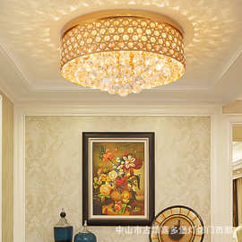 轻奢水晶灯玄关灯入户走廊过道灯现代简约卧室灯餐厅圆形吸顶灯