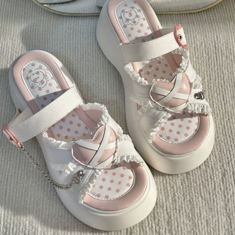 Лолита Лолита оригинальные сексуальные милые тапочки на толстой подошве сандалии 2025 летние универсальные сандалии для кампуса