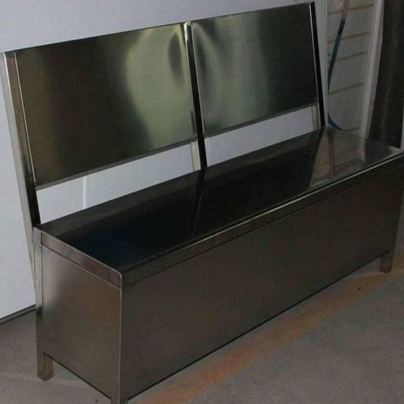 silla plegable tipo caja durable de fabricación mecánica de caja de asiento de almacenamiento de acero inoxidable para refugio de mina