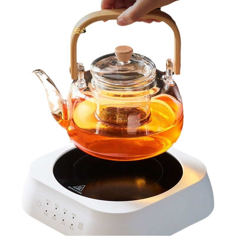 Чайник Цельностеклянный чайник Электрическая керамическая плита Нагревательная посуда для пропаривания чая Бытовая медицинская печь для кипячения Чайник Чайный набор костюм
