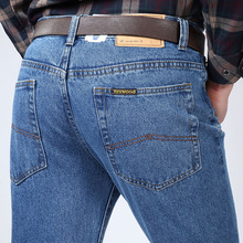 2025中老年深裆纯棉秋季苹果牛仔裤男士高腰薄款直筒宽松爸爸装裤