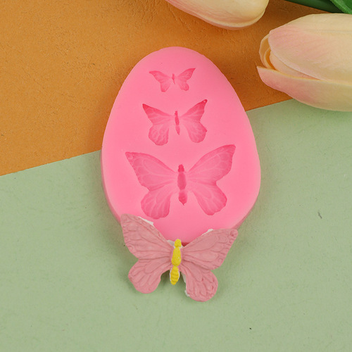 Three Butterflies Fondant Silicone Mold Handmade Soap DIY Cake Decoration Chocolate Lace Baking Tools