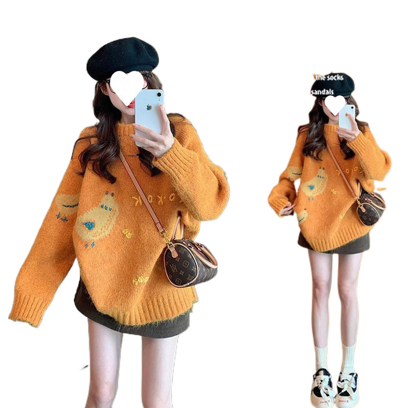 여성 2025 새로운 한국 패션 서양식 느슨한 니트 스웨터 엉덩이 스커트 투피스 세트 봄