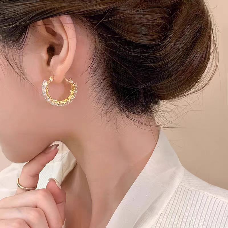 Orecchini a lobo in zircone a forma di spiga eleganti donna_voghion.com