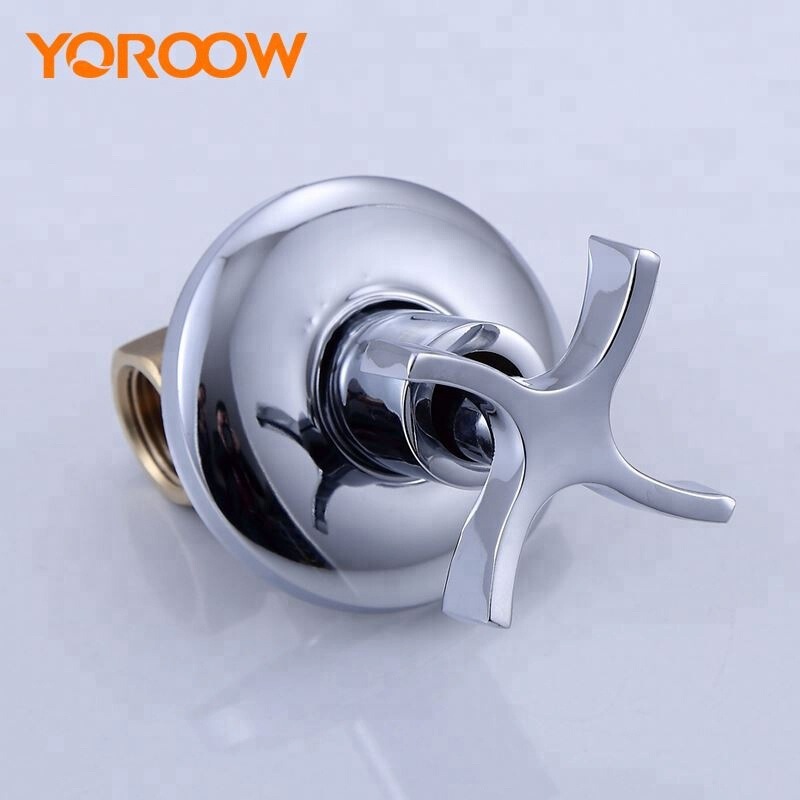Yoroow Export Cross Fan-Shaped Concealed Valve Wall-Mounted Zinc Handle Brass Valve Body Concealed Bathroom Stop Valve