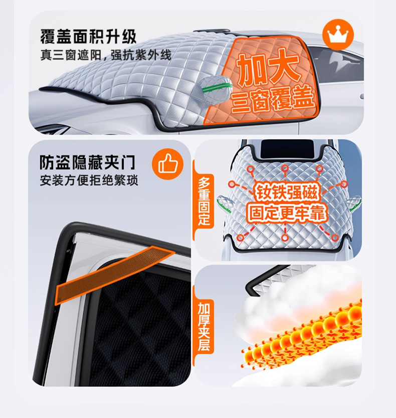 Car Snow Cover, Front Windshield, Anti-Frost, Anti-Snow and Anti-Freeze Cover, Winter Car Cover, Winter Thickeneded Car Cover