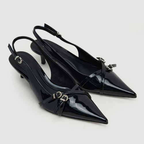 Ujia 25 New Summer Style Pointed Toe Kitten Heel Closed-Toe Sandals for Women, British Style High Heels with Single Strap