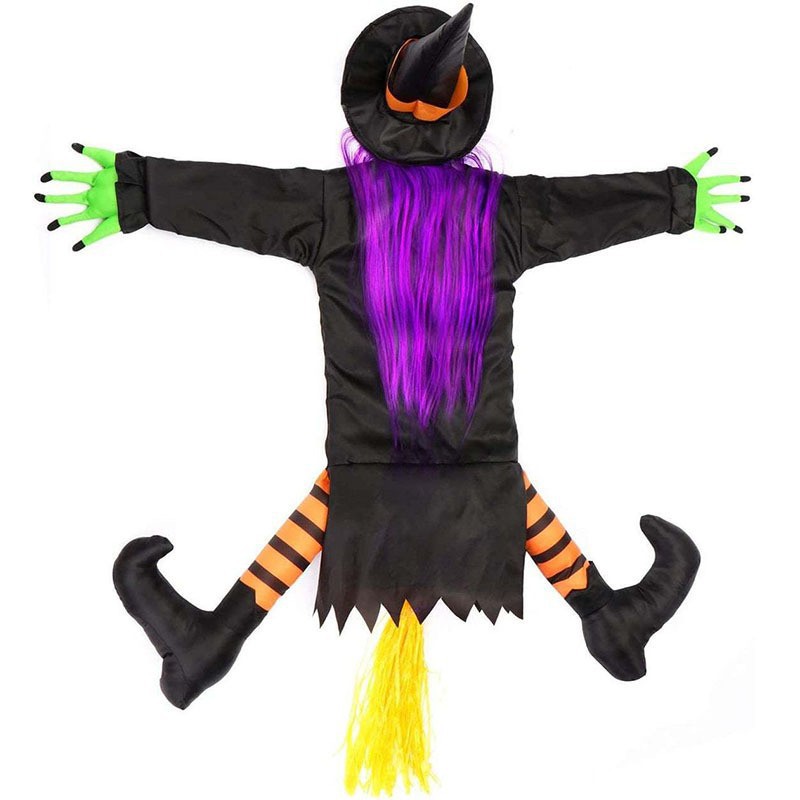 Halloween Tree Climbing Witch LED Luminous Halloween Tree Holding Witch Decoración de patio de Halloween Witch Luminous