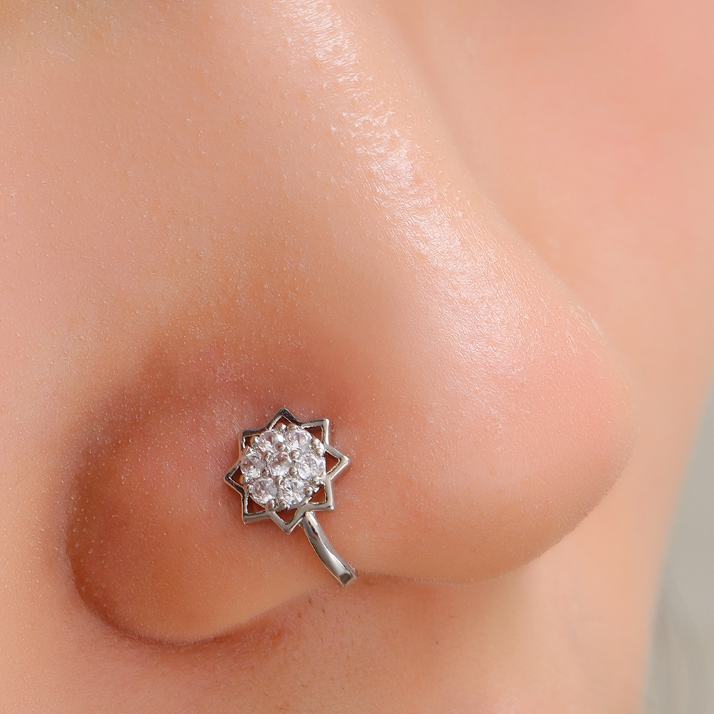 Anello da naso a fiore con zircone geometrico a u in rame_voghion.com