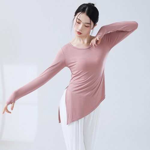 Welfare style modern dancer yoga clothes adult finger sleeve long-sleeved dance clothes tops classical dance square dance clothes