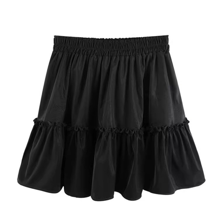 Sweet fresh skirt women's spring A- line cover cross skirt small cake skirt high waist slimming fluffy short skirt