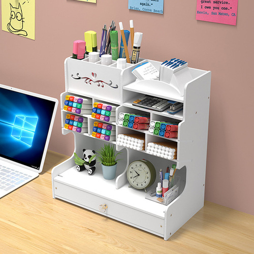 Wholesale desktop pen holder storage box diy desk drawer pen box oblique plug-in marker pen holder stationery box storage rack