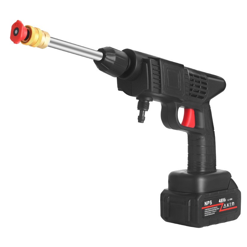 Pistola de agua inalámbrica de alta presión para lavado de automóviles doméstica pequeña de alta potencia pistola de lavado de automóviles eléctrica de litio de carga automática completa