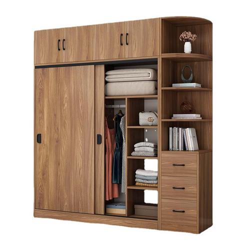 简约现代大容量衣橱出租房实木质收纳柜衣柜家用卧室推拉门储物柜