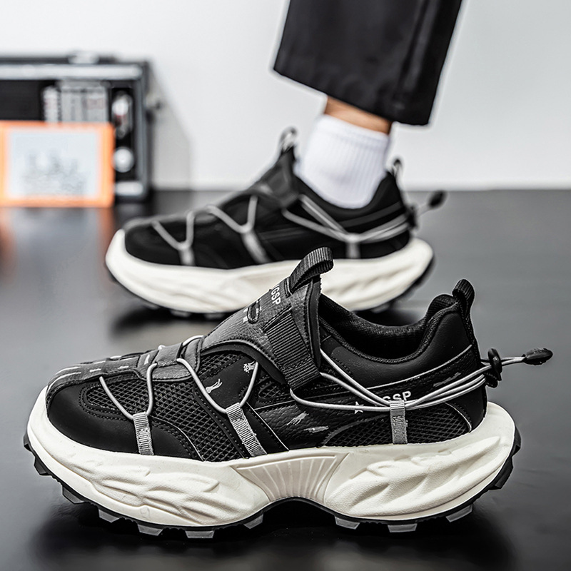 Los zapatos de hombre se pueden usar en todas las estaciones, la nueva tendencia, la punta redonda, todo fósforo, transpirable, sin cordones, plataforma, deportes, ocio, zapatos cómodos para hombre