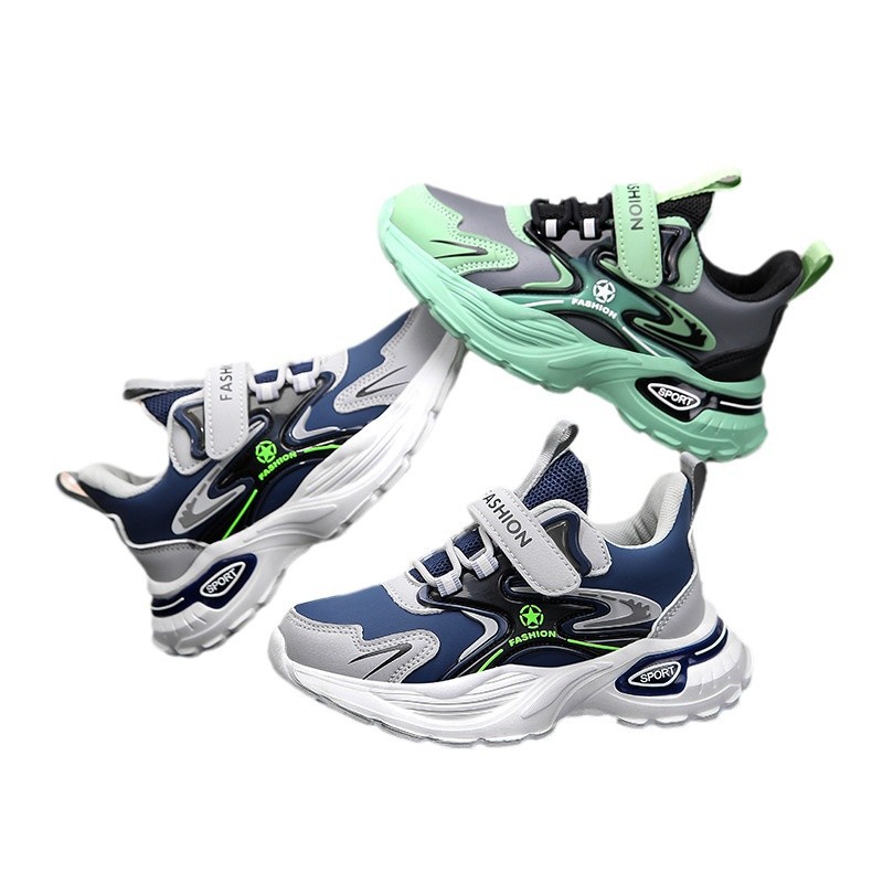 Niños cuero zapatos deportivos casuales para niños velcro moda ocio para estudiantes de primaria zapatos de moda