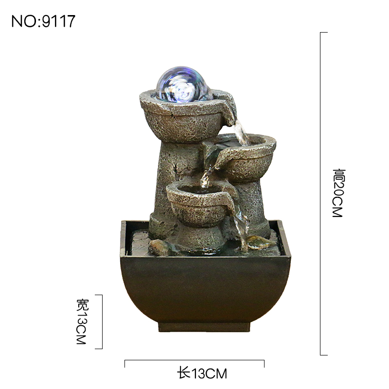 Adornos de agua corriente Agua circulante Fuente de lujo ligera moderna Escritorio de oficina Bola de feng shui pequeña decoración de sala de estar