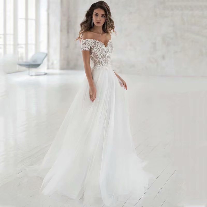 Vestido de Novia de Encaje Nuevo y Elegante de Moda Europea y Americana para Comercio Exterior en Amazon y AliExpress, Vestido de Novia Ligero, Sencillo y Estilizado image 5