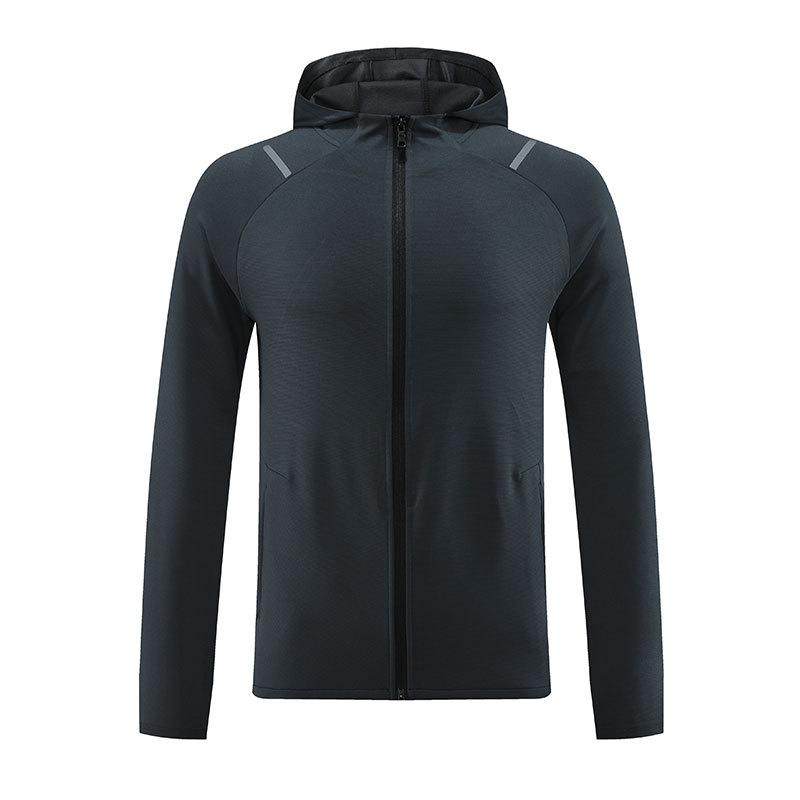 Chaqueta deportiva al aire libre de los hombres de primavera y otoño montañismo a prueba de viento con capucha fitness correr ropa cremallera cardigan de secado rápido de manga larga superior