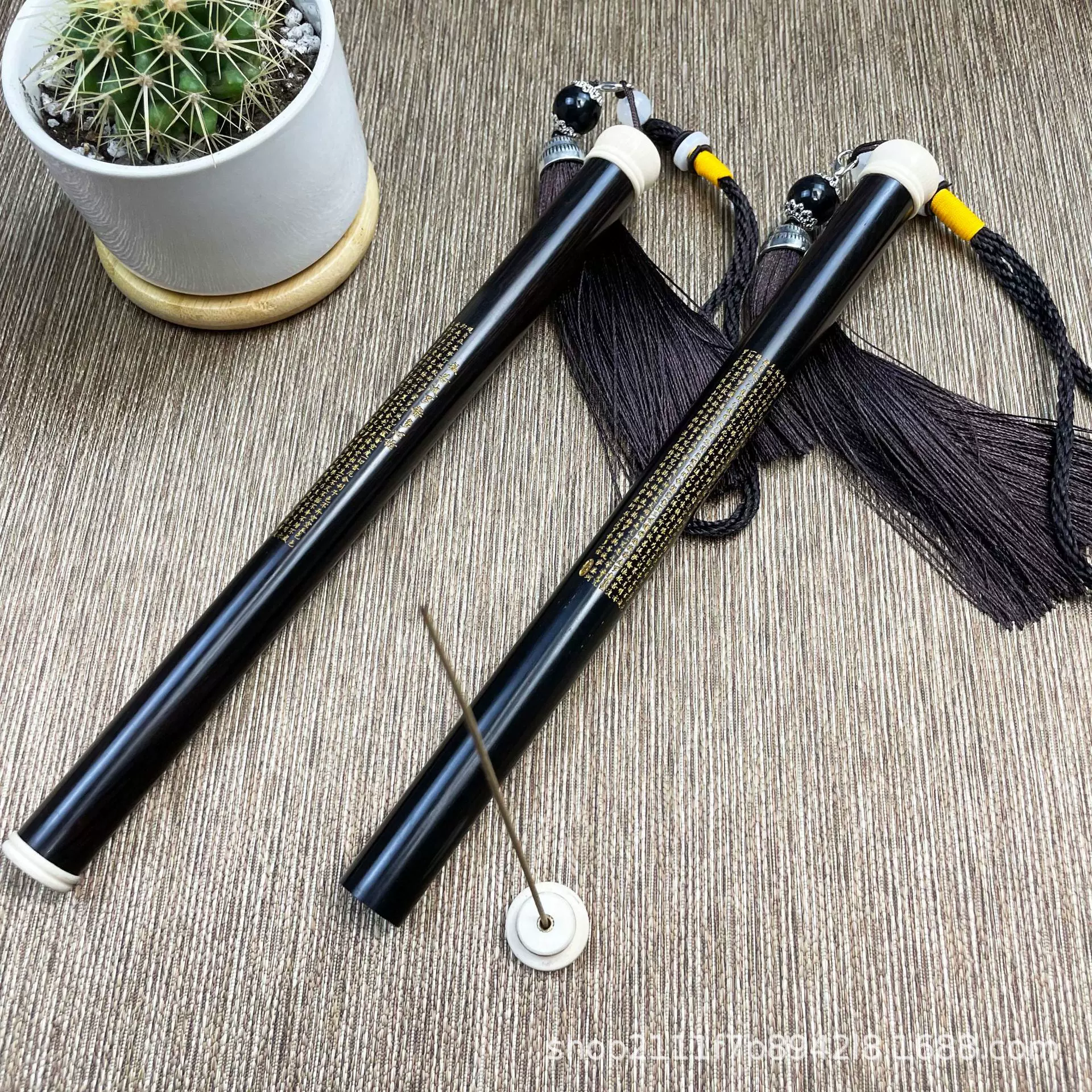 紫光檀香筒心经香炉黑檀木香管防牙螺口香筒香具线香香炉木质香插