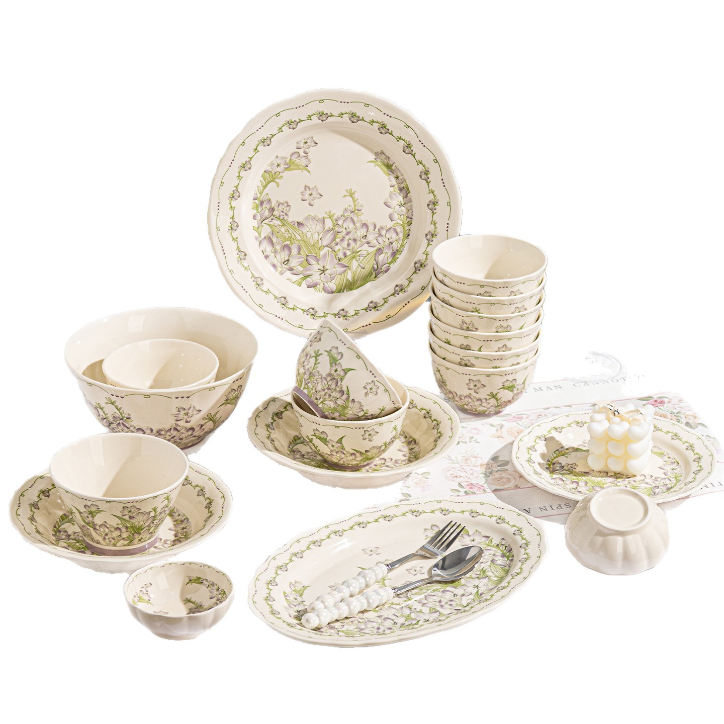 [Cross-Border] Orquídea japonesa bajo esmalte platos de color platos de cerámica platos de platos platos de alto valor de superficie platos profundos image 6