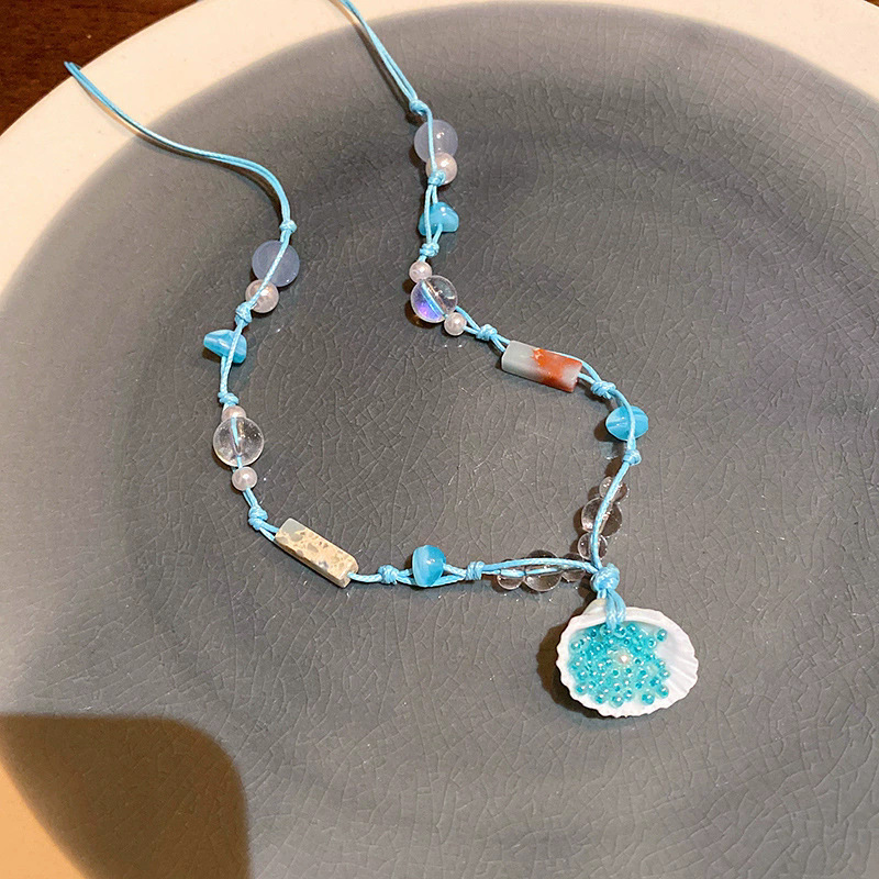 Starfish And Shell Collarbone Necklace For Women Beach Style_voghion.com