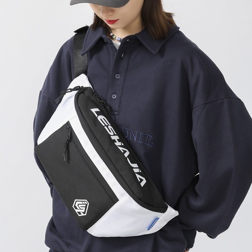 Japanese chest bag for men ins trendy brand personality Hong Kong style shoulder bag for female college students large capacity Korean version tooling crossbody bag