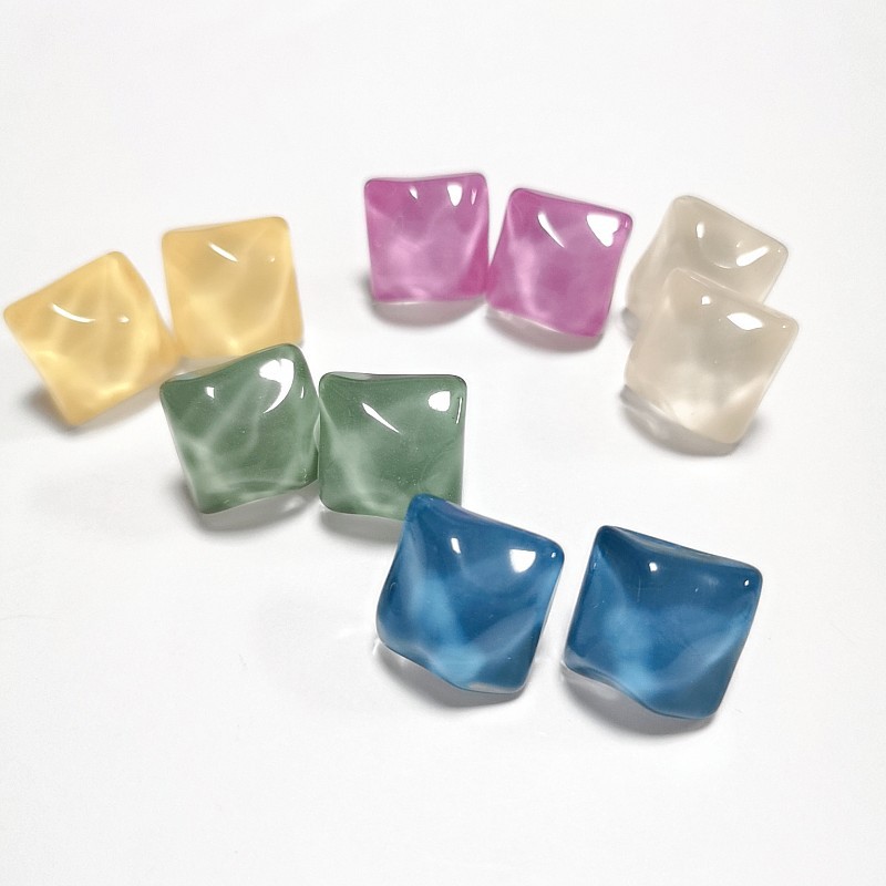 7g Weight 925 Sterling Silver Ear Needle Material No Inlaid Inlay Material Earrings, Ear Studs Classification Wedding, Travel Occasion Resin Material Geometric Pattern Women'S Gender Simple Style Style White, Purple, Green, Silver Color Simple Style Geometric Resin No Inlaid Earrings Ear Studs 10