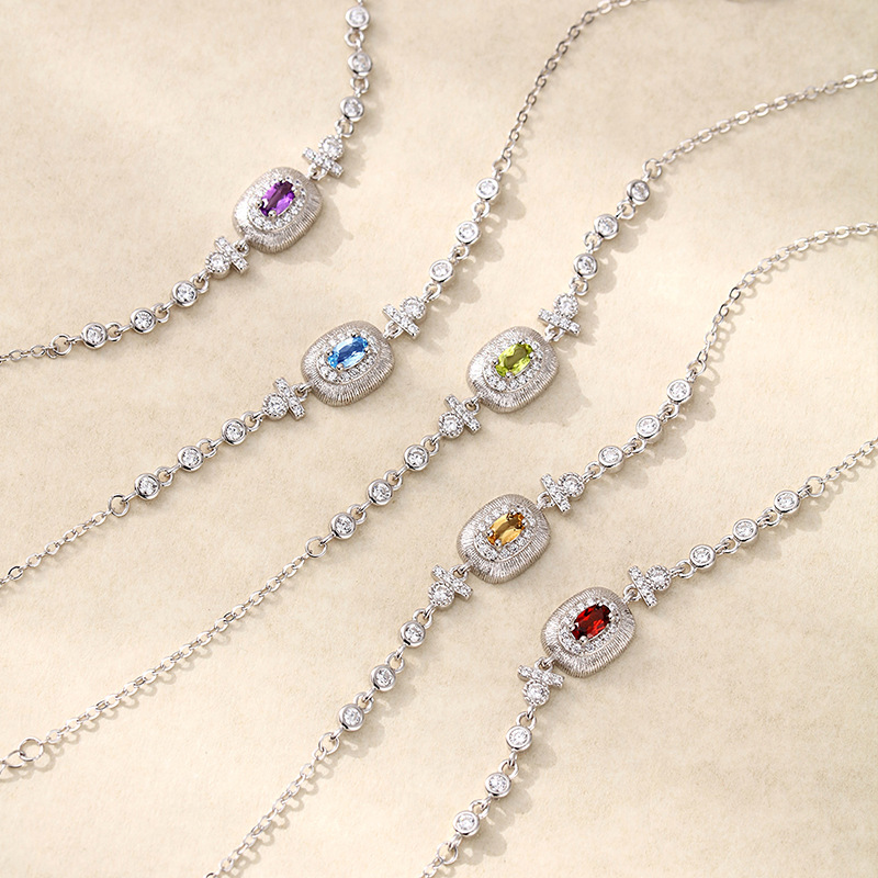 Joyas hechas a mano de piedra natural Pulsera de plata esterlina S925 para mujer