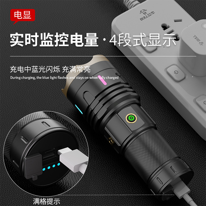 Nuevas linternas transfronterizas multifuncionales al aire libre luz láser blanca iluminación telescópica zoom luz de trabajo brillante luz de emergencia