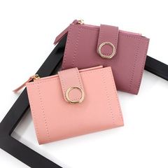 New women's wallet minimalist solid color short zippered fastener wallet handbag document card holder factory wholesale
