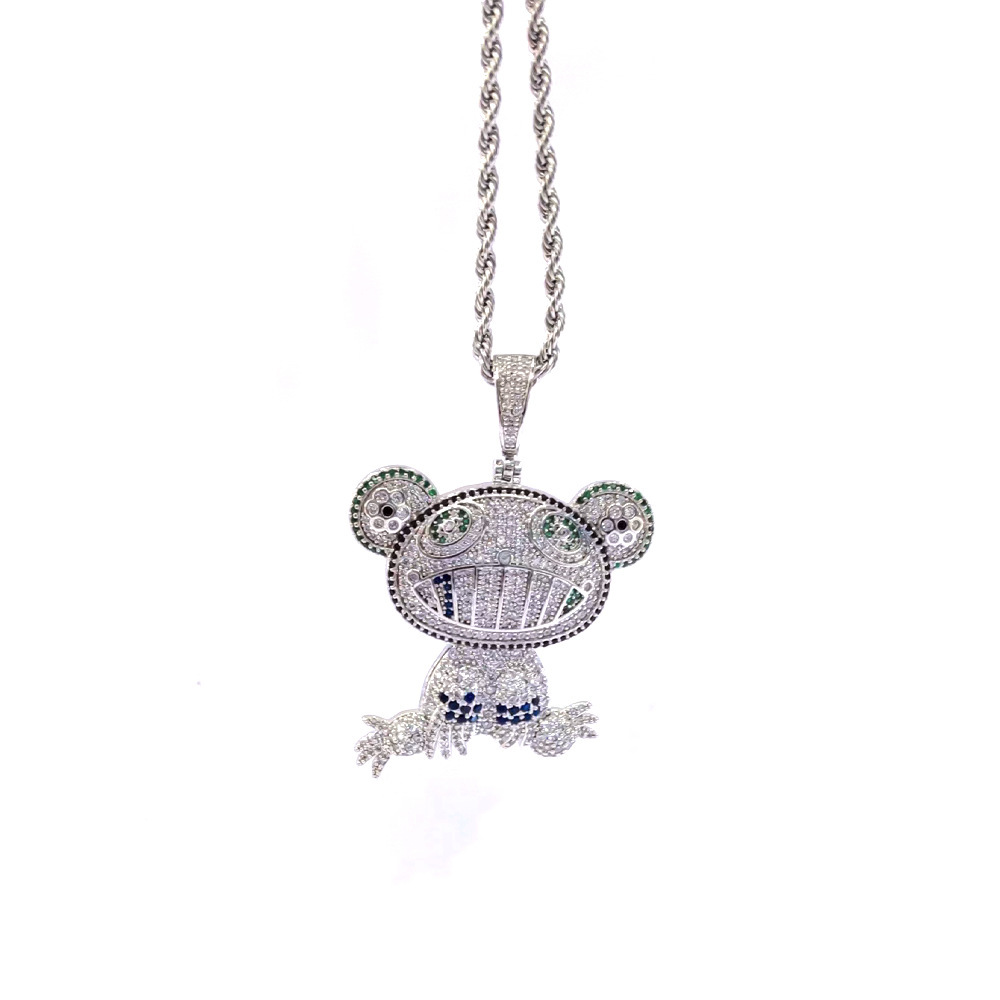 Cartoon Frog Pendant Necklace With Zircon And Copper Finish_voghion.com