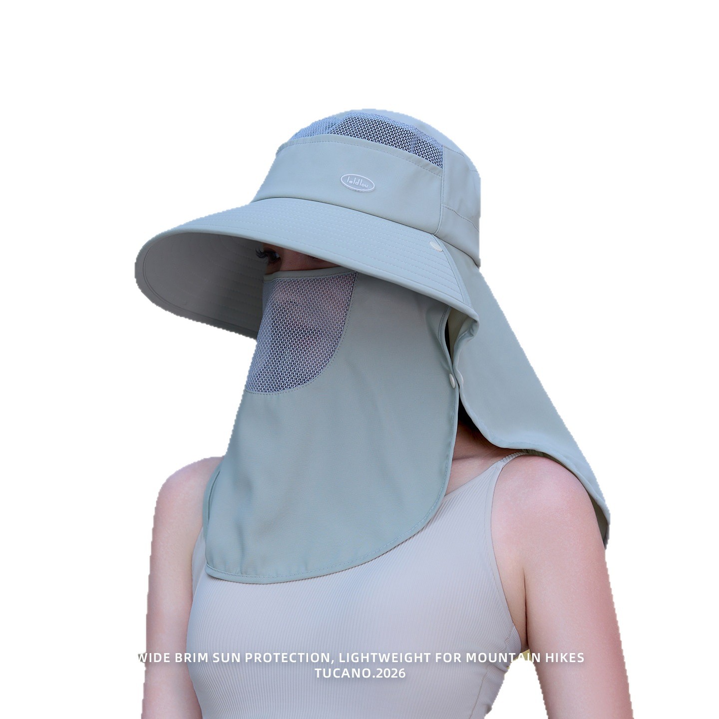 UV Protection Summer Sunshade Face Mask Neck Protection Integrated Foldable Bucket Hat_voghion.com