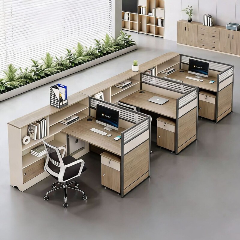 Staff Office Desk and Chair Set, Simple and Modern Three-Person Desk, Finance Room Office Screen Desk Staff Office Desk and Chair Set, Simple and Modern Three-Person Desk, Finance Room Office Screen Desk
