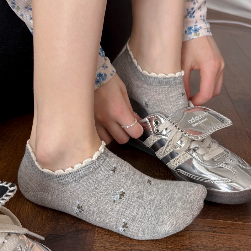 Fresh and Simple Floral Boat Socks for Women, Non-Slip, Seamless, Pure Cotton Socks, Thin Summer Style with Lace, Low-Cut Short Socks Fresh and Simple Floral Boat Socks for Women, Non-Slip, Seamless, Pure Cotton Socks, Thin Summer Style with Lace, Low-Cut Short Socks