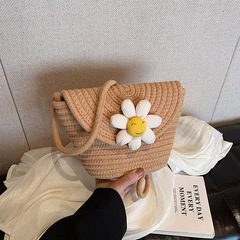 Straw Bag for Women 2024 New Arrival Instagram-Style All-Match Flower Woven Bucket Bag Beach Weave Shoulder Crossbody Mini Bag