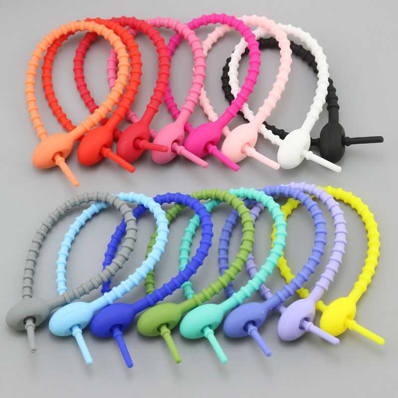 A3163 data harness silicone strap reusable retractable silicone rope silicone cable tie wire binding strap