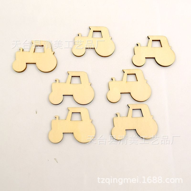 80*60mm tablero de tilo tractor de dibujos animados vehículo de transporte tractor de dibujos animados de madera botón 20 un paquete