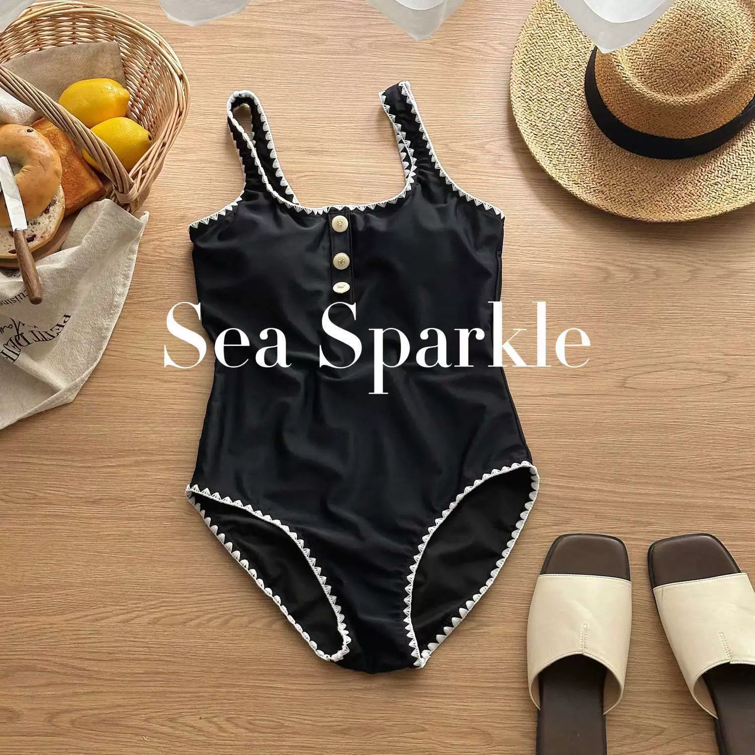 Слитный купальник Sea Sparkle корейского стиля с вышивкой и обтачкой, юбка или цельный, размеры M–XL