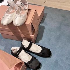 高版本miumiu芭蕾舞鞋女蝴蝶结平底单鞋女2025年早春新款玛丽珍鞋