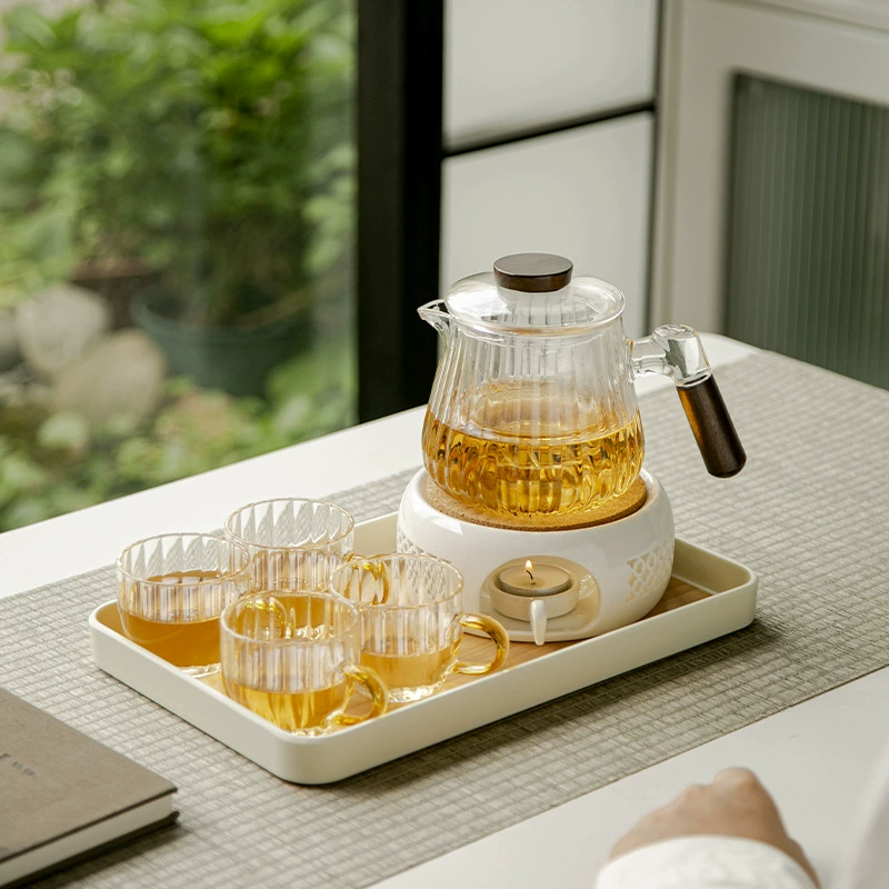 Стеклянный чайник с фруктовым цветком Костюм свеча нагревательная база салон красоты отель здоровье послеобеденный цветок и трава чайный набор Свет роскошь