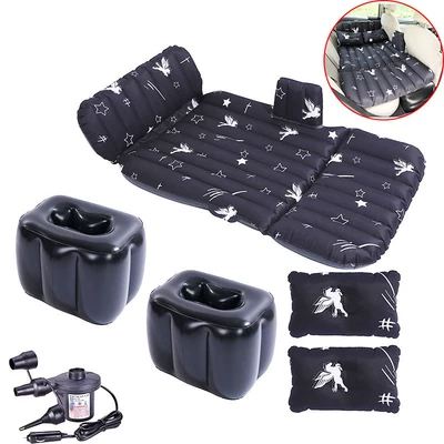 Inflatable car bed, inflatable mattress for the: Vehicle-mounted inflatable bed - default-item-thickened-and-wear-resistant-37-oxford-pegasus-black-dual-storage-stools-electric-pump