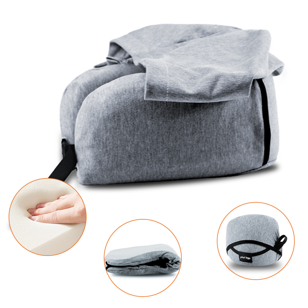 Almohada plegable en forma de U para exteriores transfronteriza, almohada para el cuello colgante, avión de viaje, almacenamiento en tren de alta velocidad, almohada para el cuello, almacenamiento fácil y no ocupa espacio