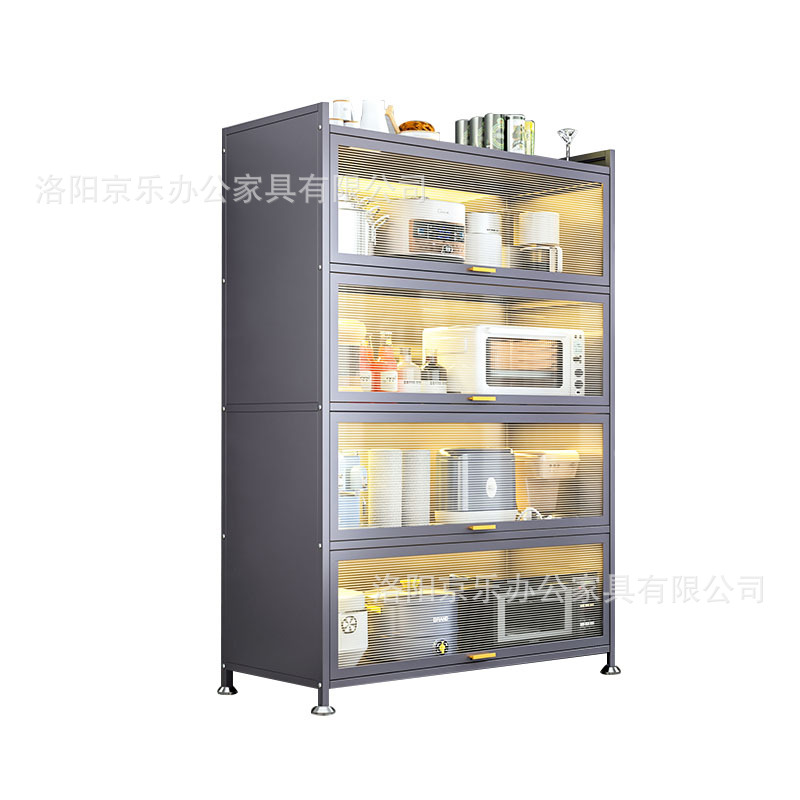 Armario de cocina piso multi-capa gabinete de almacenamiento con puerta horno de microondas